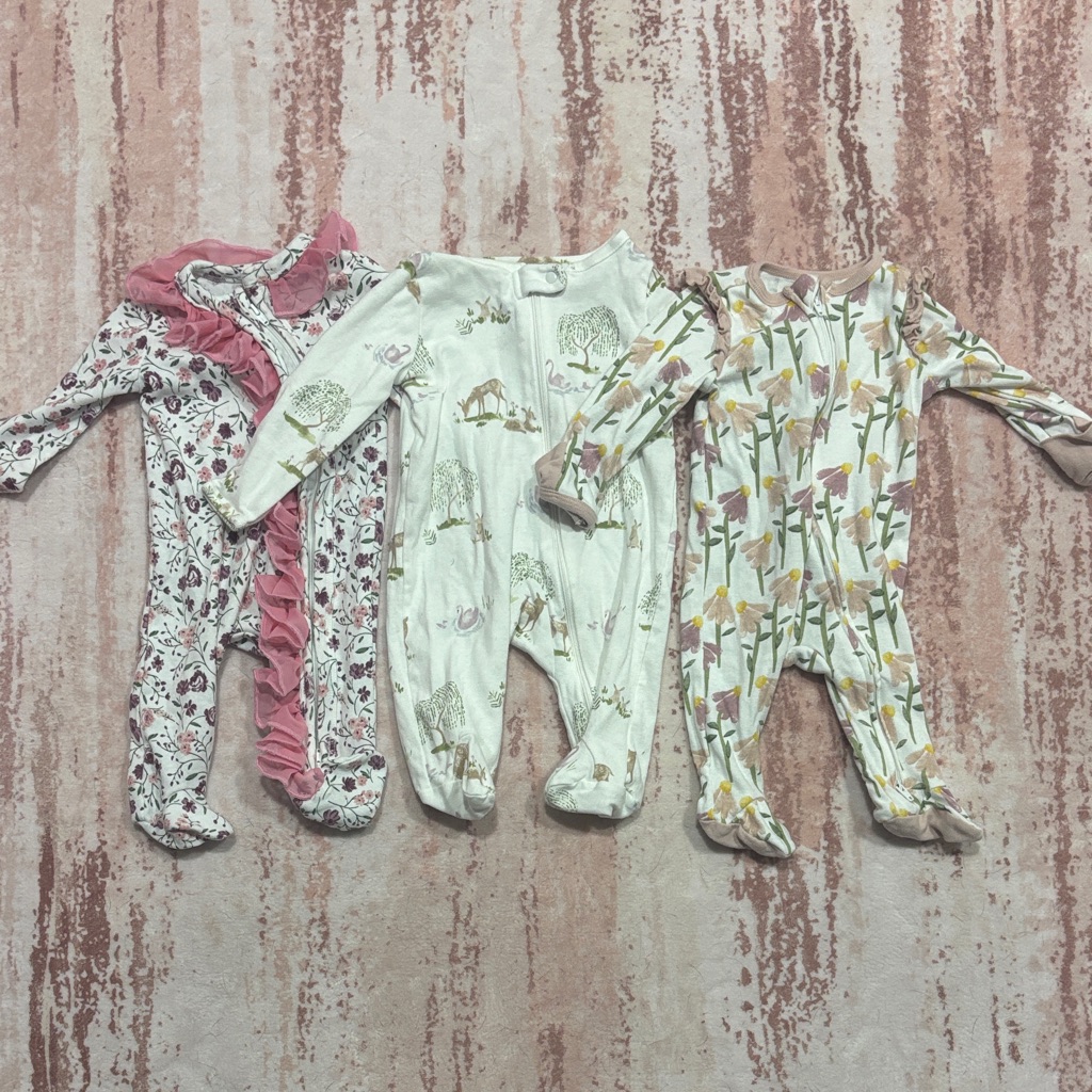 Floral And Animal Print Kids One Pieces Set
